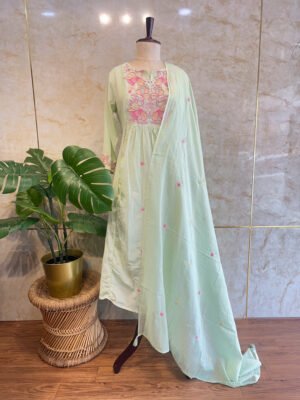Elegant Green Mul Cotton 3-Piece Set