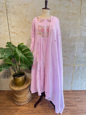 Elegant Light Purple Mul Cotton 3-Piece Set