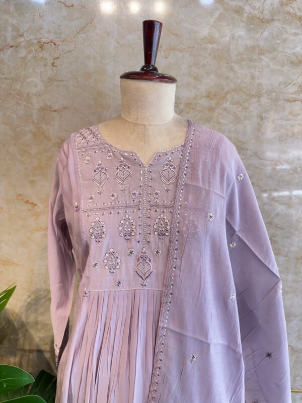 IMG_1785 Elegant Purple Mul Chanderi 3-Piece Set