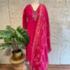 IMG_1793 Elegant Pink Mirror Work Embroidery 3-Piece Set