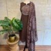 IMG_1808 Elegant Brown Bandhini 3-Piece Set