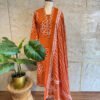 IMG_1825 Elegant Rust Orange Bandhini 3-Piece Set