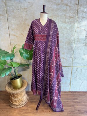 Elegant Purple Angarkha Style 3-Piece Set