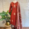 IMG_1840 Rust Orange 3-Piece Set with Digital Print Dupatta
