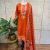 IMG_1846 Cotton Rust Orange Mirror Work 3-Piece Set