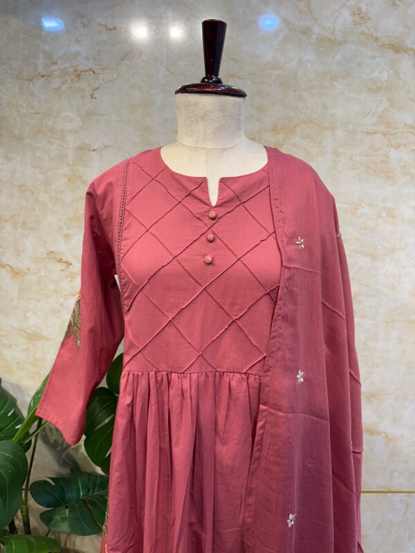 IMG_1855 Pink Cotton 3-Piece Set with Elegant Thread Embroidery